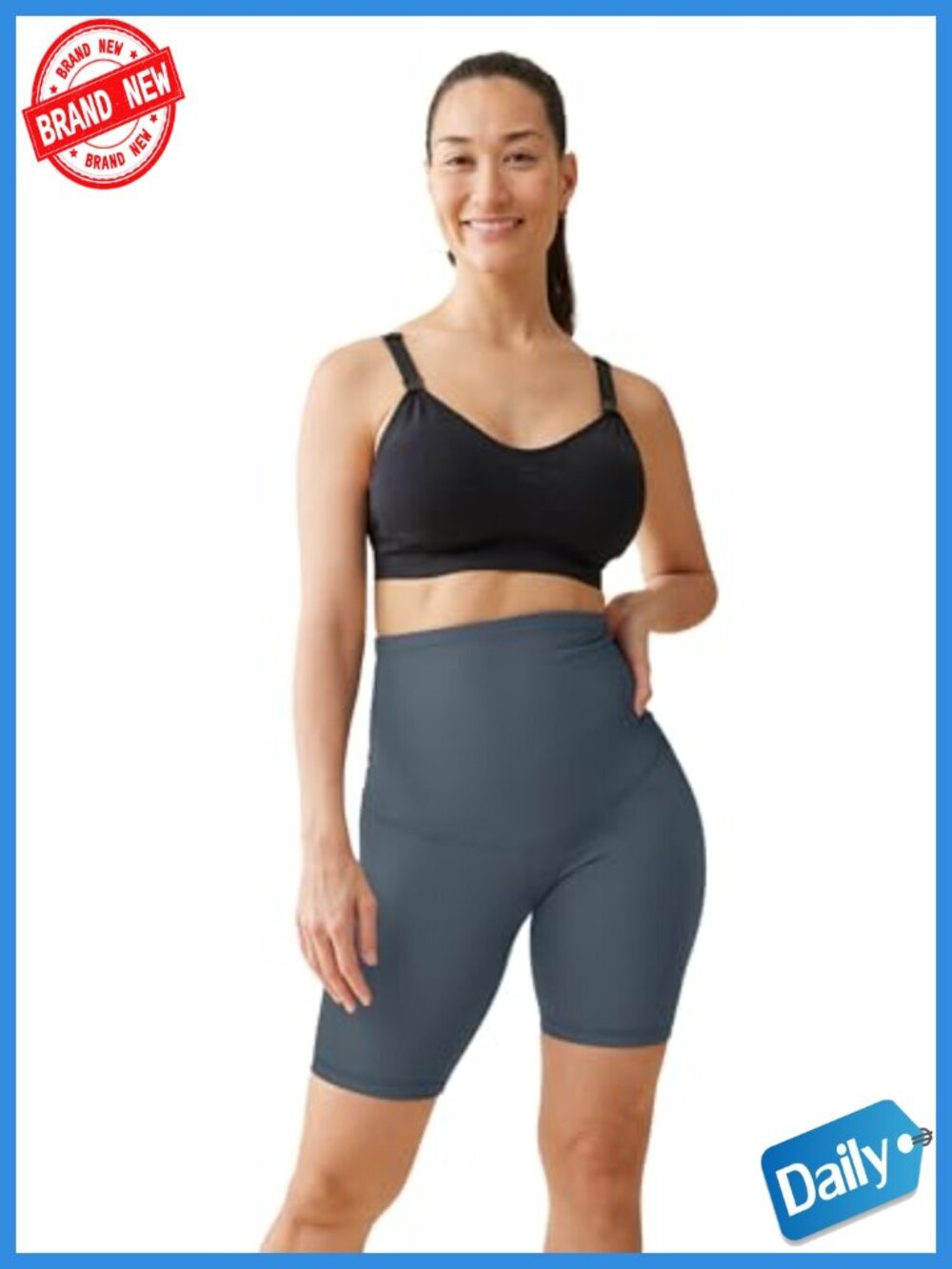 Postpartum High-Rise Active Shorts with Tummy Control